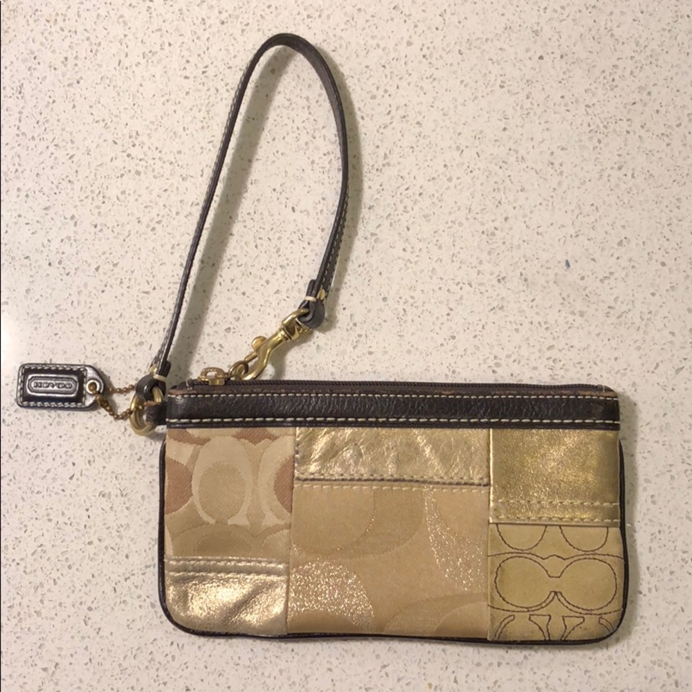 Authentic Gold Coach Wristlet